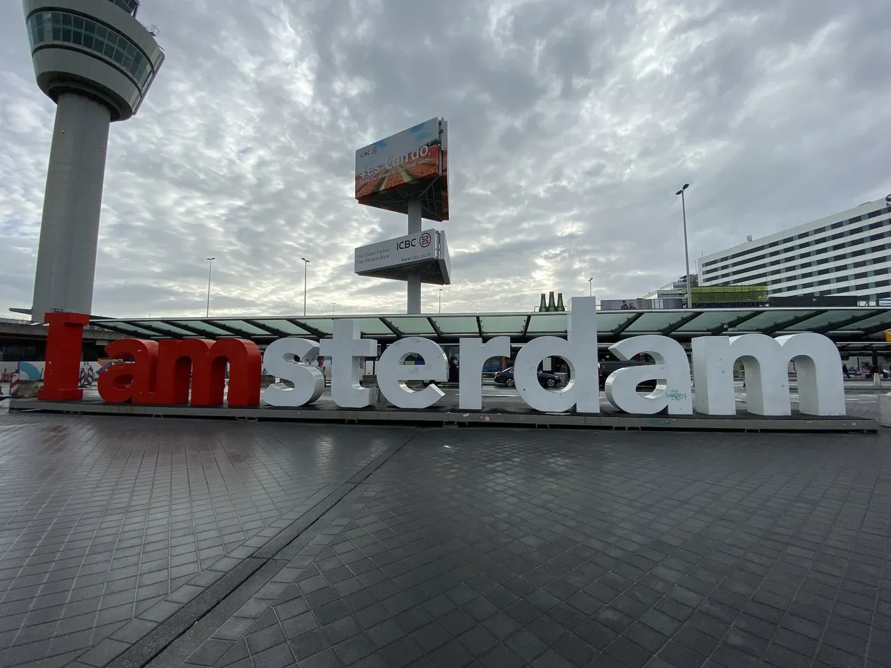 The I amsterdam sign situated outside Schipol airport.