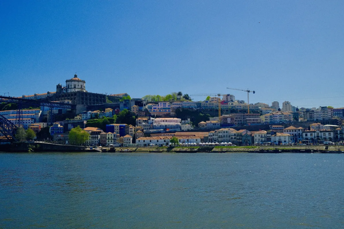 Looking across the Douro to the far bank, with a domed monastery on the hilltop.
