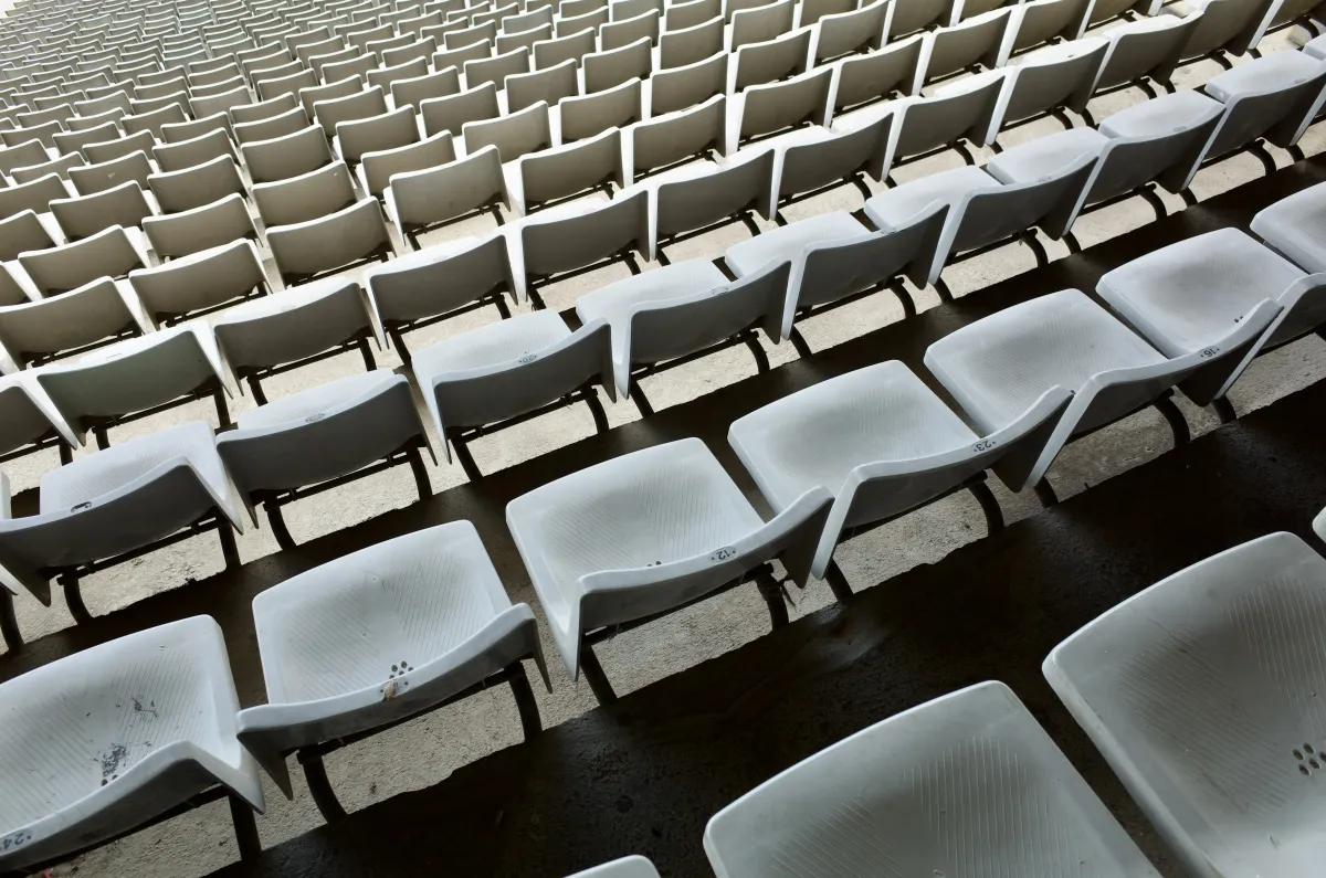 Rows of plastic stadium seating